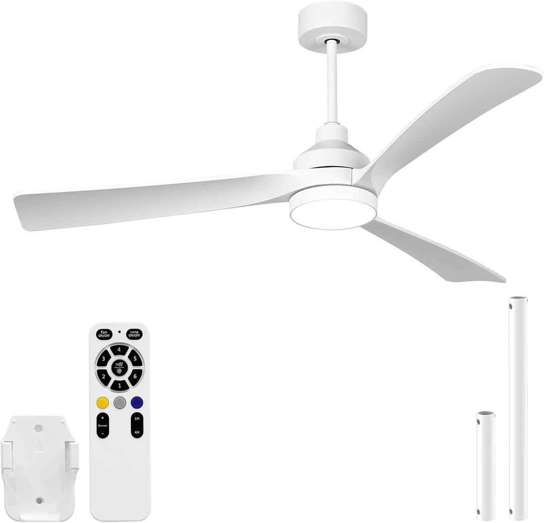 Ceiling Fans with Lights 42 Inch, Quiet 3CCT Modern LED Ceiling Fans with Remote for Bedroom, Living Room, Kitchen, 6 Speeds, Reversible DC Motor, Timer, Memory, White