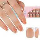 Misssix French Gel Nail Tips, 160Pcs French Tip Press on Nails Short Square Brown, No Need to File Tips Pre-lasting, Fake Nails for Nail Art DIY 16 Sizes