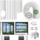 Portable Air Conditioner Window Vent Kit with 5.9" Diameter Exhaust Hose & Coupler Filter & Waterproof Rain CoverAdjustable AC Window Seal Kit for Horizontal/Vertical Window Max length 55 inches