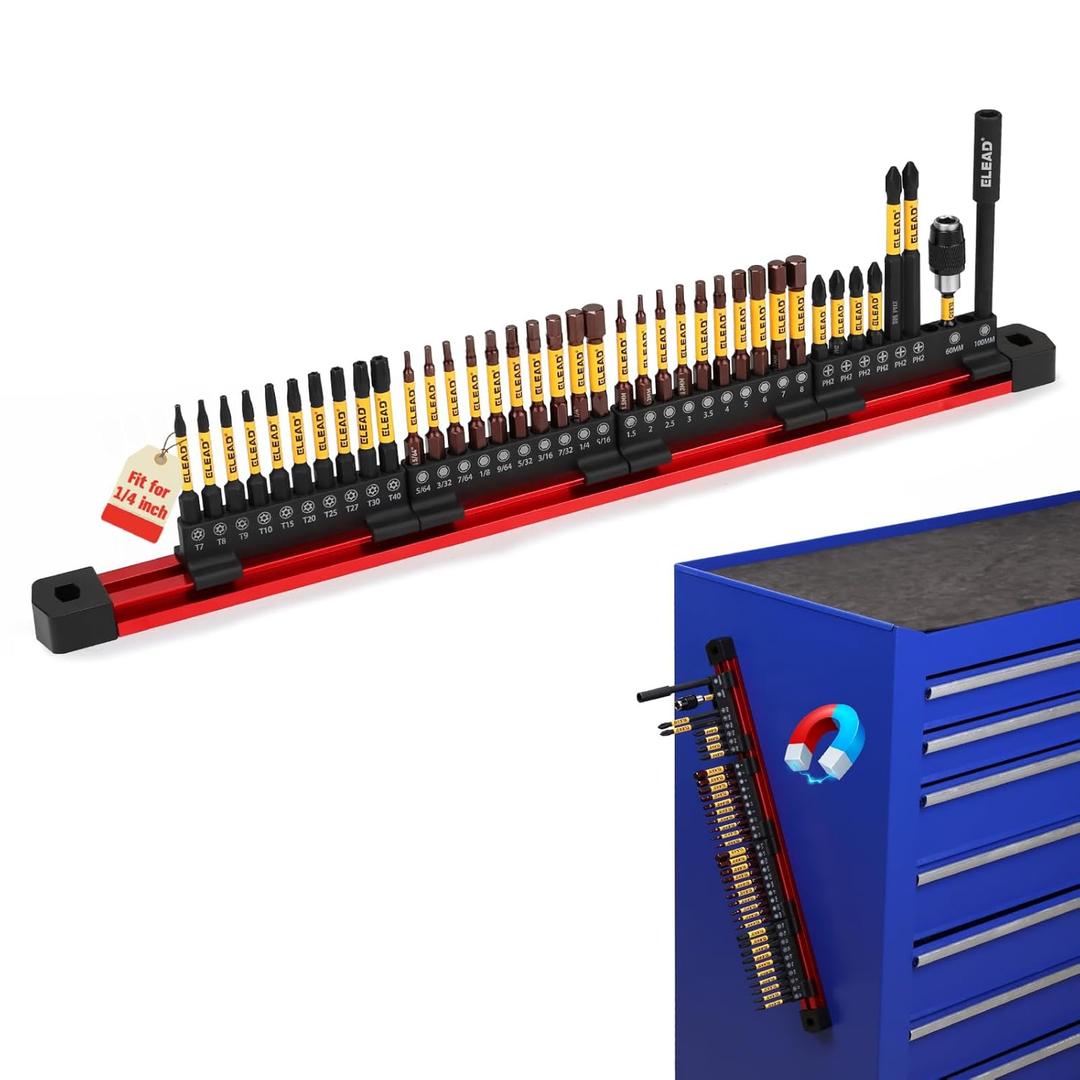 ELEAD 38-Piece Hex | Torx | Phillips Screwdriver Bit Set with 2.5 & 4 Bit Holder, Magnetic Bit Storage Rail, Allen Wrench Drill Bit Set, Tamper Proof Star Bit Set, S2 Steel