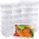 100pk Disposable Food Container Box Spill-proof, Plastic Meal Prep Containers 32oz, To Go Deli Containers w/Lid, BPA-free Bento To Go Box for Gym Office