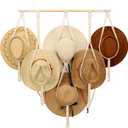 ZYP Macrame Hat Hanger Boho Hat Rack for Wall Hat Holder Display Organizer Bobo Hanging Hat Organizer Storage for Wide Brim Hats