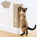 Cat Scratch Mat (3 Pack), 23.6 x 11.8 Cat Wall Corner Scratcher, Versatile Self-Adhesive Replacement Easy Use for Cat Trees Wall Furniture, Scratching Posts, and Couch Protection (Beige)