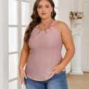ZAFUL Plus Size Camisole Top for Women Summer Casual Ring Connected Sleeveless Tank Tops (X-Large, Haze Pink)