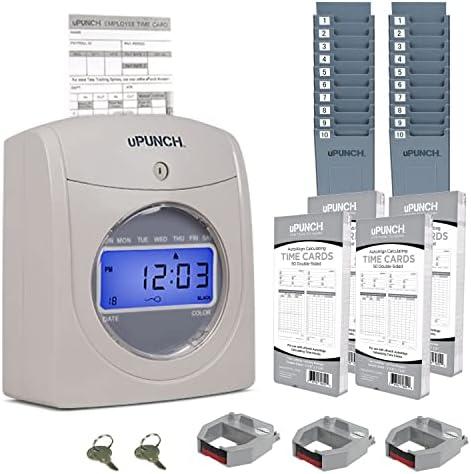 uPunch HN4500 Advanced Calculating Time Clock Bundle for Small Business: Complete Employee Time Tracking System with 200 Time Cards, Racks, Ribbons, and Keys