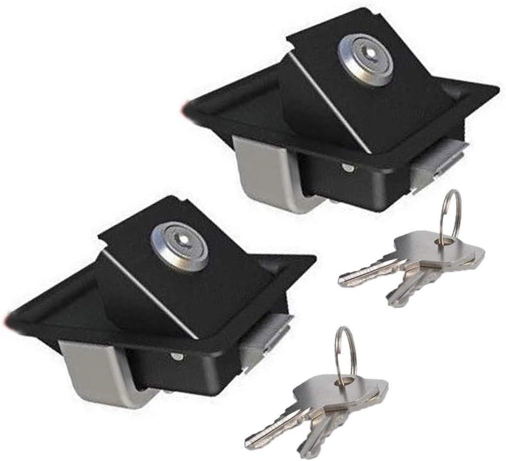 2 PCS Flush Mount Paddle Handle Stainless Steel Locking Door Latch RV Paddle Entry Interior Handle Knob Deadbolt Toolboxes and Compartment Black