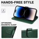 TUCCH Case Wallet for iPhone 14 Pro 6.1", Protective [TPU Shockproof Inner Shell], PU Leather [RFID Blocking] [4 Card Holder] Magnetic Stand Cover Compatible with iPhone 14 Pro 2022, Midnight Green