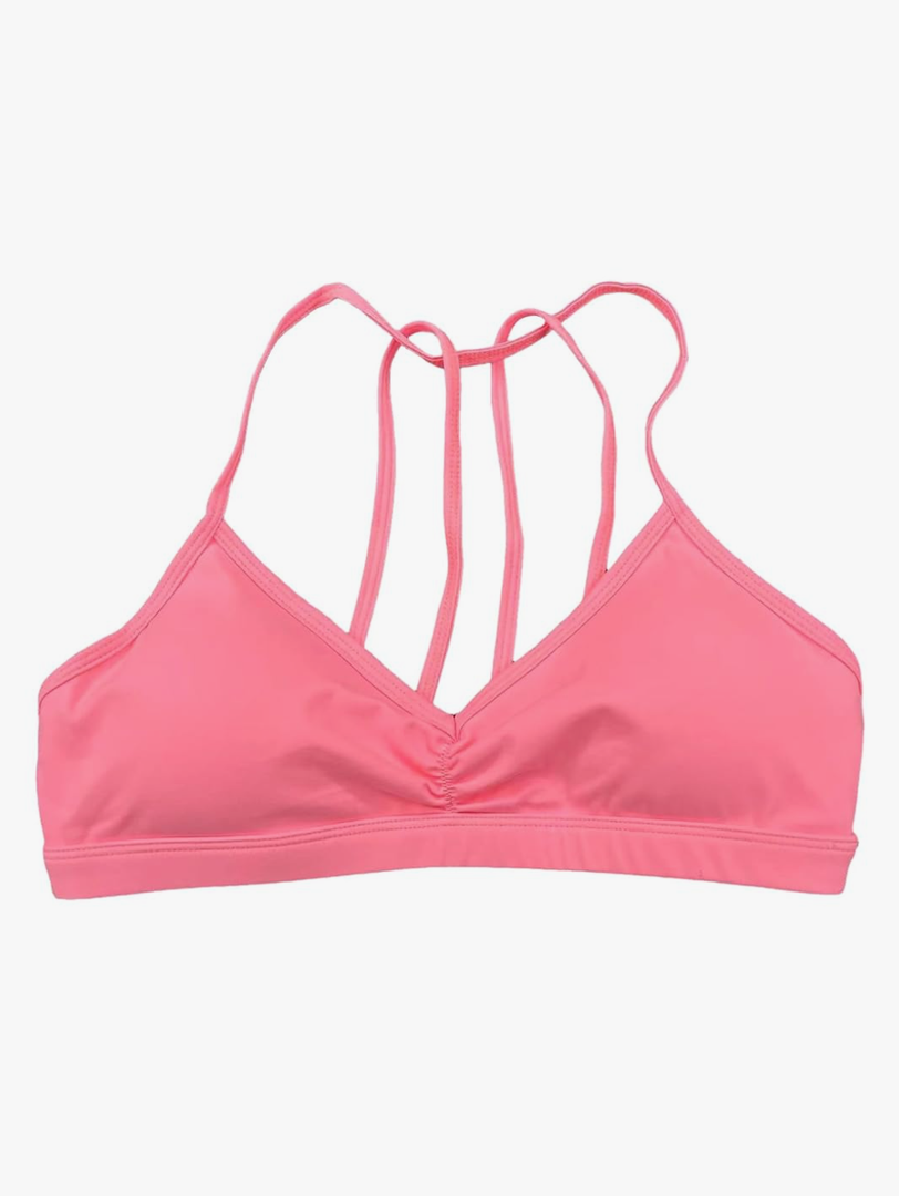 cooki Strappy Sports Bras for Women Wireless Adjustable Straps Criss Cross Back Padded Workout Yoga Bras Backless Crop Tops M