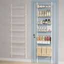 SONGMICS Over-the-Door Pantry Organizer, 6-Tier Pantry Organizers and Storage, Spice Rack, 6 Adjustable Baskets, Fits Door Height 77.3-83.4 Inches, Holds 88 lb, Wall Mounted, Cream White UKCS047W01