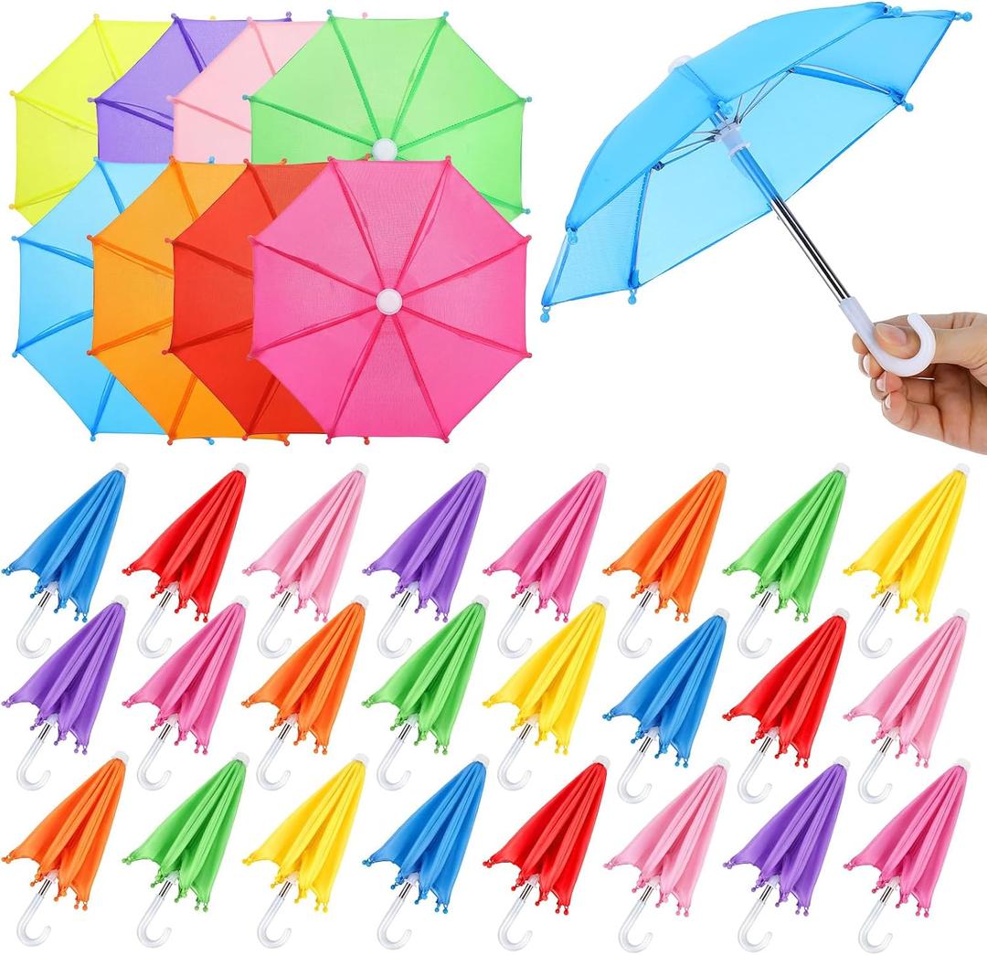 32 Pcs 1: 6 Scale Colorful Mini Umbrella for Decorations 11.8 Inch Cute Tiny Small Sunny Rainy Parasol Decor Miniature Umbrellas for Dolls Photography Props Home Supplies