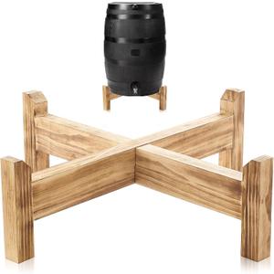 Lounsweer 45/50/55 Gallon Rain Barrel Stand, 500 lb Heavy-Duty Wooden Base for Rainwater Collection, Stable No-Bend Elevated Design, Fits Most Standard Barrels