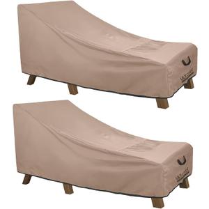 ULTCOVER Waterproof Patio Lounge Chair Cover Heavy Duty Outdoor Chaise Lounge Covers 2 Pack - 68L x 30W x 30H inch (Brown)