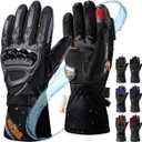 IRON JIA'S Winter Motorcycle Gloves, CE Level 1KP Protection, Cold Weather Waterproof Windproof Touchscreen Riding Gear (Black, L)