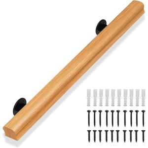 3 FT Stair Railing Indoor Wood, Sturdy Hand Rails for Indoor Stairs, Non-Slip Stair Handrails for Corridor, Lofts, Patio, Kindergarten, Wall Mounted Staircase Grab Bar for Elderly (Burlywood 3FT)