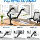 Rfiver Dual Monitor Stand Desk Mount for 17-34" Screens Holds up to 22lbs | Full Motion Height Adjustable, Tilt/Swivel, 360 Rotation VESA 75/100mm, Compatible C-clamp/Grommet Base Install
