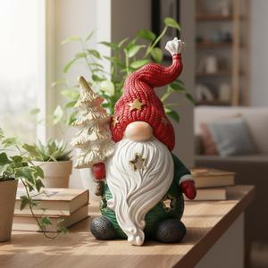 LIFFY Gnomes Decorations for Home- 10" Large Hand-Painted Light up Gnome Lamp Indoor Decor for Desk, Shelf, Windowsill, Bedroom, Unique Holiday Gnome, Gift for Valentine's Day & Mother's Day(Red)
