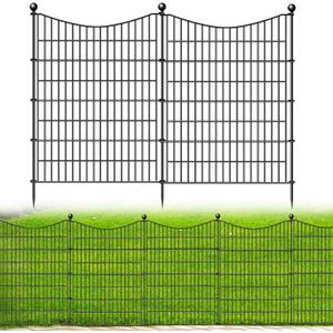 10 Panels No Dig Dog Fence Outdoor for Yard, 40 in(H) X 23.6 ft(L) Decorative Tall Garden Fence Animal Barrier, Rustproof Metal Wire Garden Edging and Borders, Temporary Fencing Stakes