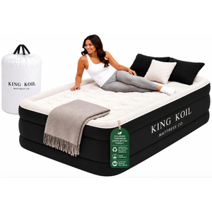 King Koil Air Mattress Queen with Built-in Pump, 20” Raised Airbed
Luxury blow up mattress for guests & home • Inflates in 2 minutes • 650 lb capacity • Patented high-speed pump