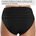 Tempt Me Women's High Waisted Bikini Bottom Tummy Control Ruched Bathing Suit Swim Bottom (Black, S)