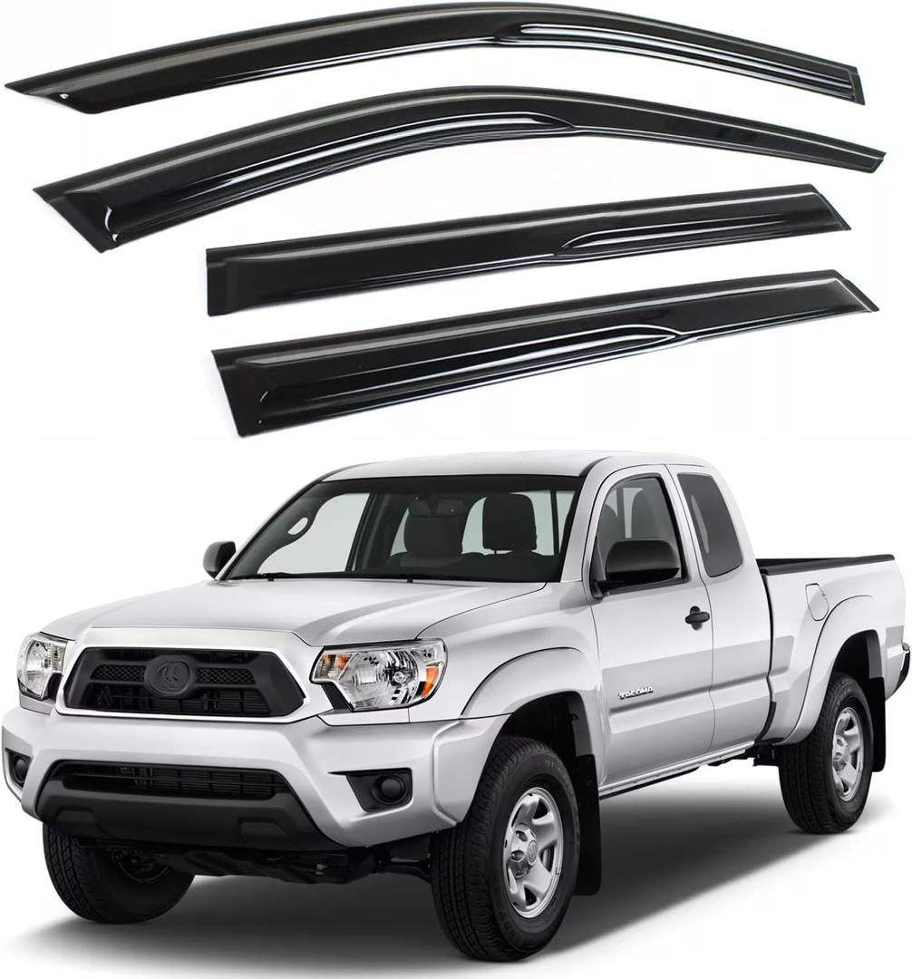 IG Window Visors Fit for 2005-2015 Toyota Tacoma Access Cab, Out-Channel Rain Guards Vent Wind Deflectors 4PC, Truck Accessories for 05-15 Tacoma (Extended Cab Only)