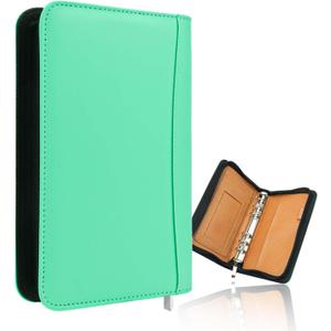 A6 Budget Binder Soft Faux Leather Binders Cover Refillable 6 Rings Loose Leaf Binding Cover for Planner Traveller Journal Accessories Supplies, Green
