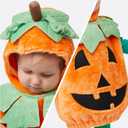 Spooktacular Creations Halloween Baby Pumpkin Costume with Green leaves for Toddler Kids Halloween Dress Up Pumpkin Party