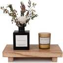 Small Wood Tray Pedestal Stand Farmhouse Bathroom Decor Decorative Wooden Riser Kitchen Soap Dish Holder for Vanity, Counter, Sink, 9" x 5.9" - Brown