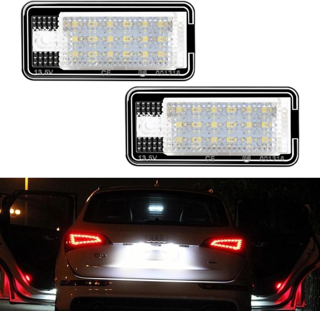 AUTOXBERT LED License Plate Lights Tag Lamp Replacement for Audi A3 A4 A6 A8 S3 S4 S6 S8 Q7 RS4 RS6, 2 Packs Set, No Error&6000K White