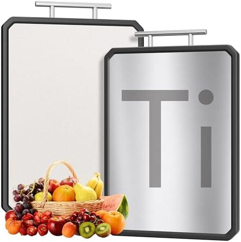 Titanium Cutting Board for Kitchen, Large 16x11 Inch Pure Titanium and Wheat Straw PP Double Sided Chopping Board, Dishwasher Safe, Easy to Clean
