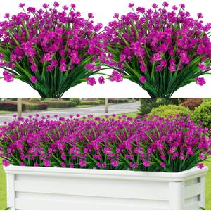 Lnoicy 20pcs Artificial Flowers,Fake Flowers Picks for Office Decorations Floral Arrangements DIY Wreath Holiday Tables Party Home Decor and Home Garden Decoration(Fuchsia)