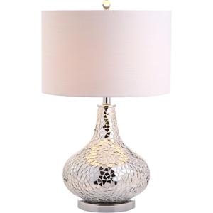JONATHAN Y JYL1056A Emilia 26" Mirrored Mosaic LED Table Lamp Contemporary Glam Bedside Desk Nightstand Lamp for Bedroom Living Room Office College Bookcase LED Bulb Included, Silver