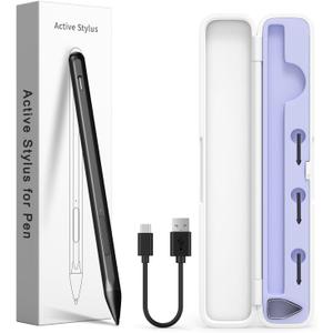 Stylus Pen for HP Envy X360, Pavilion X360, Specter X360, MPP 2.0 Tilt-Active Stylus with 4096 Levels of Pressure Sensitivity, Convenient Storage Case, Supports Type-C Fast Charging, Black