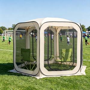 10x10 FT Pop-Up Screen Tent with Mosquito Netting, Portable Outdoor Canopy Shelter for 4-6 People, UPF 50+ UV Protection Gazebo for Patio, Backyard, Camping, Beach & Deck, Carry Bag Included