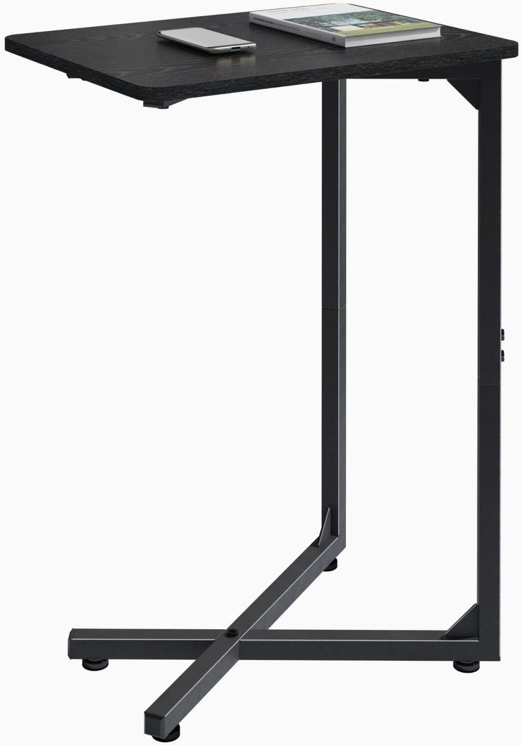 C-Shaped End Table, Small Couch Side Table, Sofa TV Tray Table for Living Room, Bedroom, Bedside