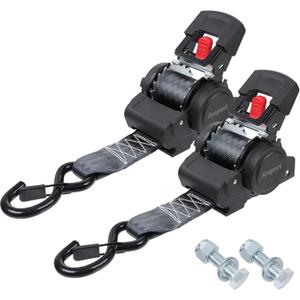 Ayaport Retractable Ratchet Straps 2 inch x 6ft, 2PK Bolt-on Tie Down Straps to Trailer - 3300lbs Break Strength, Transom Tie Downs for Boat, Motorcycles, Jet Ski