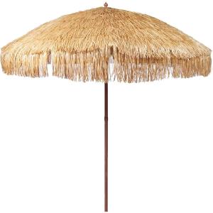 Hula Thatched Tiki Umbrella Tropical Palapa Raffia Tiki Hut Hawaiian Patio Umbrella with Fringe Boho Parasol 6' 8' & 9' Options