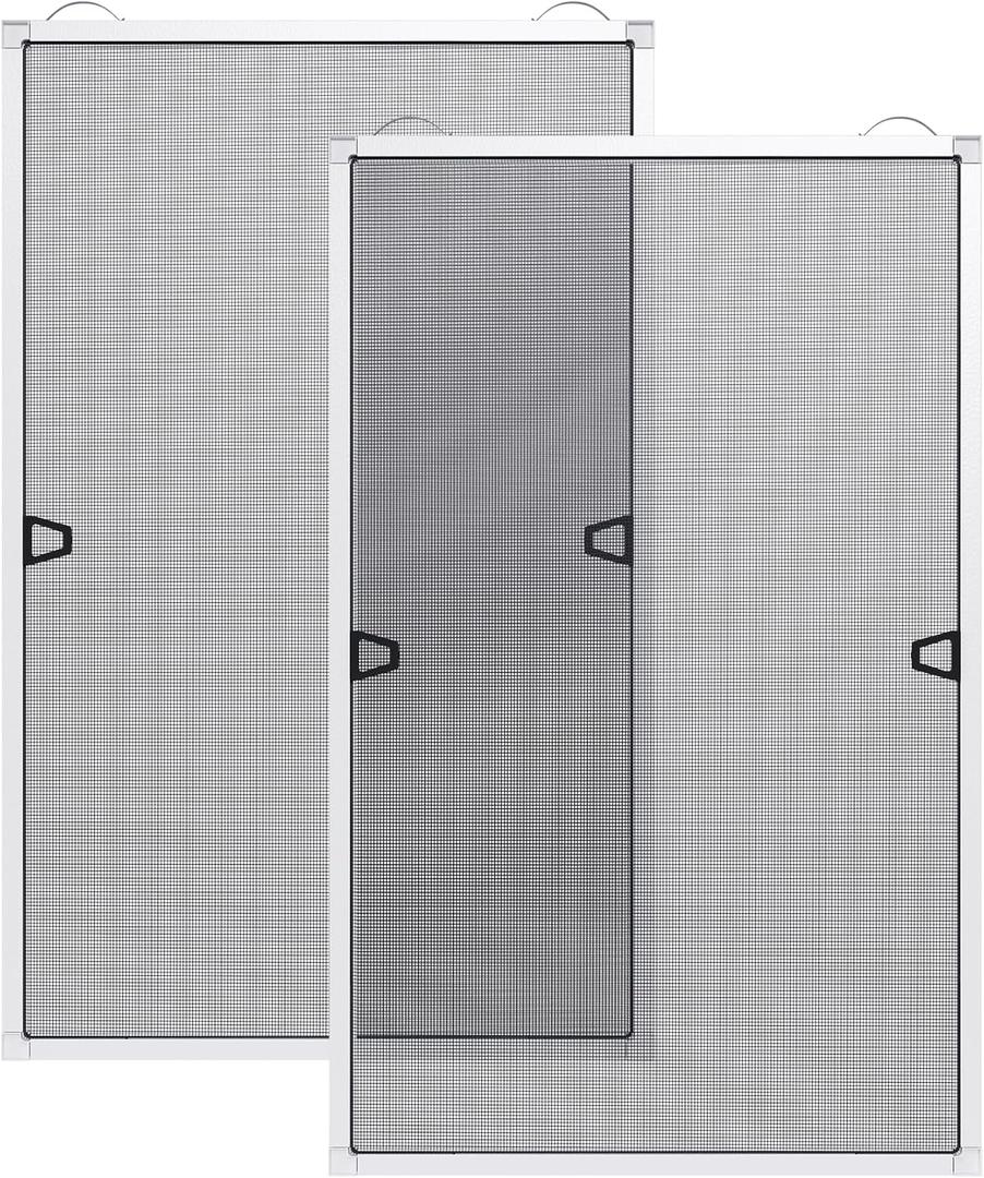 Paramondo 2 Sets DIY Window Screen Frame Kit, Easy Cut-to-Size Design Window Screen, Includes Screen Mesh, Frame Parts & Tools for Window Screen Replacement, White, 46" Lx 46"W