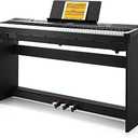 Donner DEP-20 Beginner Digital Piano 88 Key Full Size Weighted Keyboard, Portable Electric Piano with Furniture Stand, 3-Pedal Unit