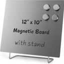 Large Magnetic Bulletin Board Dry Erase Memo Board with Stand Metal Easel for Magnet Display 12x10 Inches + 4 Magnets