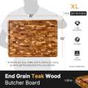 Teak Wood Extra Large End Grain Cutting Board for Kitchen with Non-slip Feet, Heavy Duty Checkered Cutting Board Handcrafted Luxury Chopping Board for Cheese and Vegetables Housewarming Gift, 20"L x 15"W