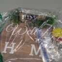 Interchangeable Seasonal Welcome Sign Front Door Decoration, Rustic Round Wood Wreaths Wall Hanging Outdoor Decor for Spring Summer Autumn and Winter All Seasons Holiday Halloween Christmas