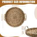 Thyle Large 16 Inch Round Woven Serving Tray with Handles Oversized Wicker Tray Decorative Wicker Basket for Table Decor Coffee Fruit Bread Storage and Display