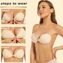 PRETTYWELL Sticky Bra for Women Adhesive Strapless Bra Large Breasts Push up Backless Breathable Nipple Cover Lift (Nude)