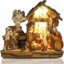 Bshine Christmas Manger Nativity Sets & Figure, 10.6x13.6 Nativity Scene Holy Family Angel and Baby Jesus, Christmas Indoor Decor Home Desktop Decor for Window Collectible Ornaments