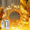 Fairy Lights Plug in, 16.4Ft 200 LED USB Firecracker Twinkle Lights with Remote and Timer, Silver Wire Cluster String Light for Bedroom Indoor Wreath Party Wedding Christmas Decoration, Warm White