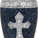 Urns for Human Ashes Adult Man & Female, Funeral Cremation Urn for Ashes Adult Male & Women, Burial or Decorative Urns, Engraved Cross Urns, Crosses & Religion, Black Marble Texture -Full Size