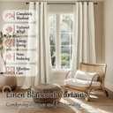 Lajode 100% Blackout Curtains for Living Room 90 Inches Long 2 Panels, Faux Linen Textured Linen Floor Length Thermal Insulated Bronze Grommet Boho Window Energy Save Drapes, Each 52" Wide, Natural