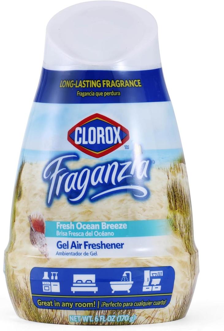 Clorox Fraganzia Gel Air Freshener Cone, Fresh Ocean Breeze Scent - No-Plug, Battery-Free Air Freshener for Small Rooms, Closets, Kitchens, Bathrooms, Offices and More, 6 Ounce (6 Fl Oz (Pack of 1))