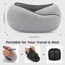2 x Travel Neck Pillows, 100% Memory Foam Filling, Travel Pillows for Airplanes, Compact and Ergonomic Design, Best for Sleeping Plane Train Travel Essentials (Light Grey)