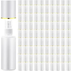 80 Pack 2 oz Plastic Spray Bottles Fine Mist Travel Spray Bottles with Pump Cap Double Cap Refillable and Reusable Empty Plastic Containers for Travel Cosmetic Essential Oils Perfume (White)